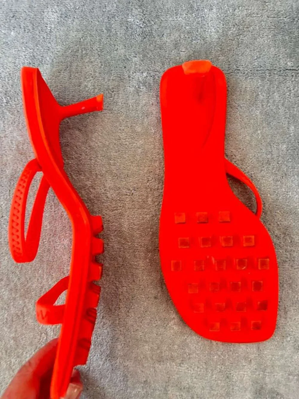 Bright Orange Kitten Heel Sandals - Picture 4 of 6